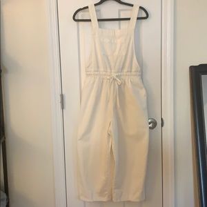 White tie waist overalls